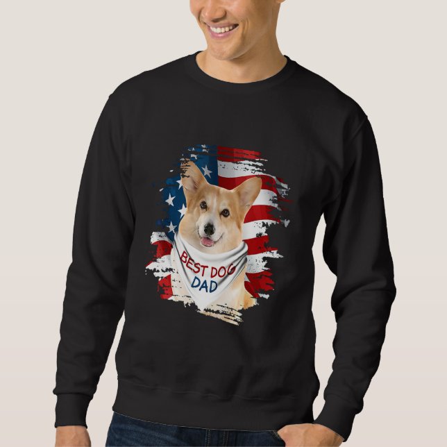 Sweatshirt Mens Best Corgi Dad Ever American Flag Dog Father  (Devant)