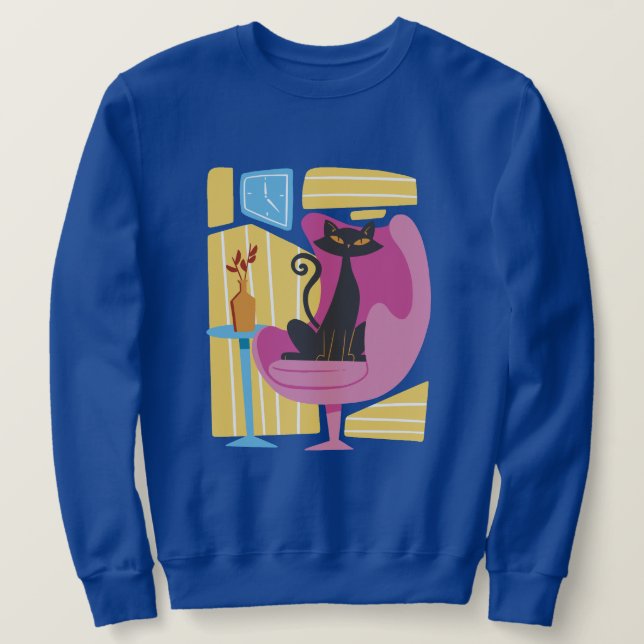 Sweatshirt Men's Black Cat Abstract (Design devant)