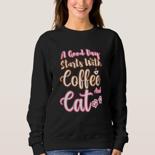 Sweatshirt Mens  Cat Coffee  Cute Cat Coffee Cool Cat Coffee (Devant)