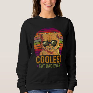 Sweatshirt Mens Coolest Chat Papa Jamais Rétro Vintage Sunset