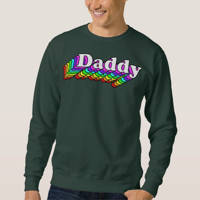 Sweatshirt Mens Daddy Gay Daddy Bear Retro LGBT Rainbow (Devant)