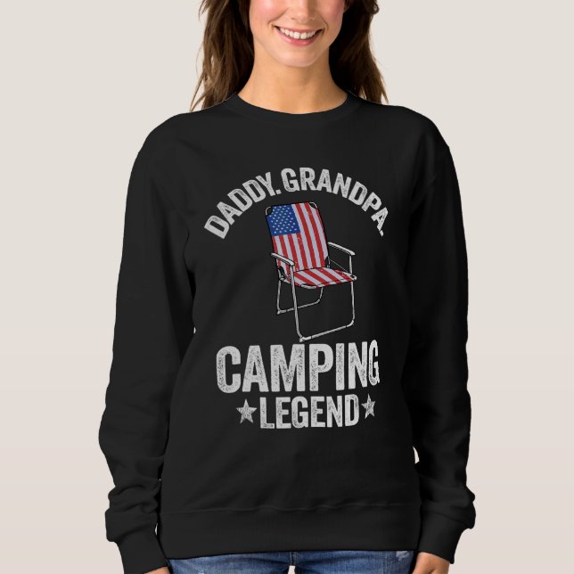 Sweatshirt Mens Daddy Grandpa Camping Légende Drapeau América (Devant)