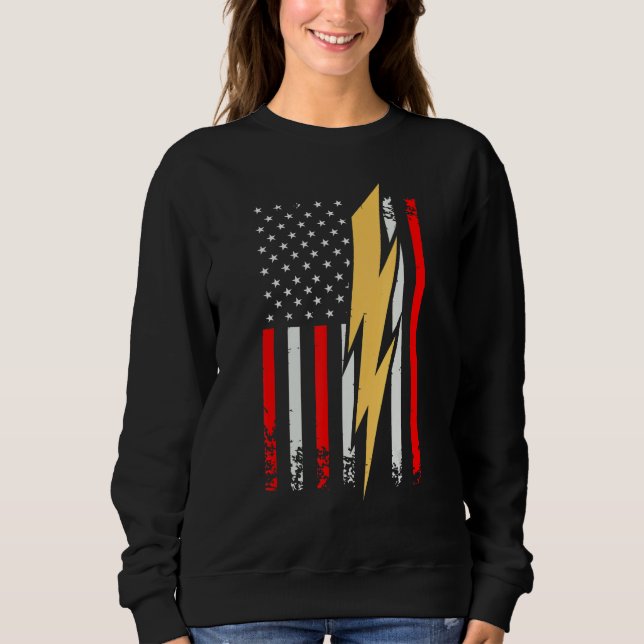 Sweatshirt Mens Electrician Patriotic US Tee electricians Wir (Devant)