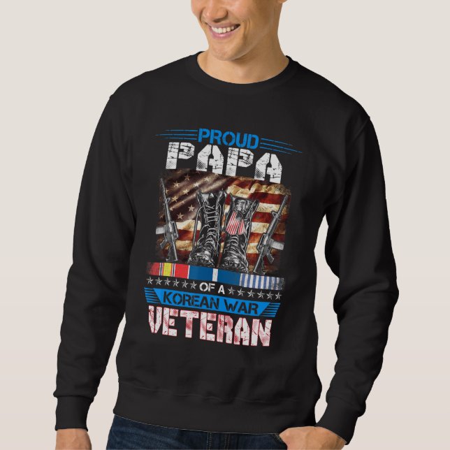 Sweatshirt Mens Fier Papa D'Une Guerre Coréenne Vétéran Corée (Devant)