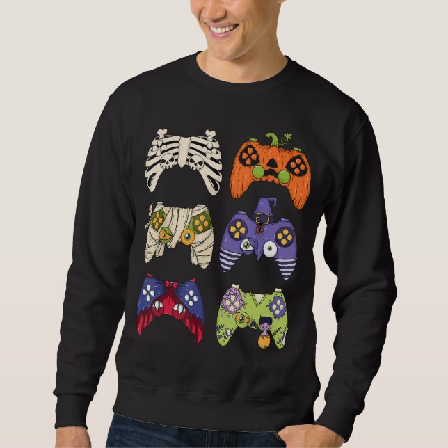 Sweatshirt Mens Halloween Skeleton Zombie Gaming Controller M (Devant)