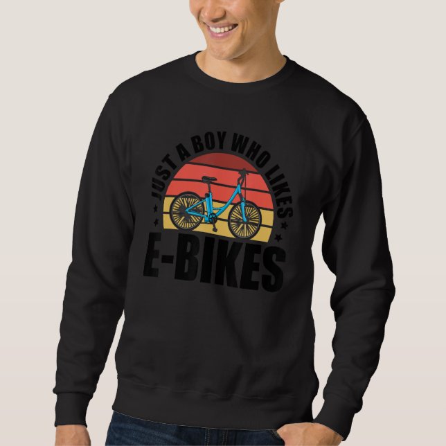 Sweatshirt Mens Just A Boy Who Loves E-Bikes Mountainbiker Cy (Devant)