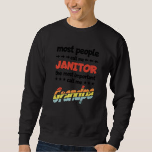 Sweatshirt Mens La plupart des gens me traitent Janitor plus