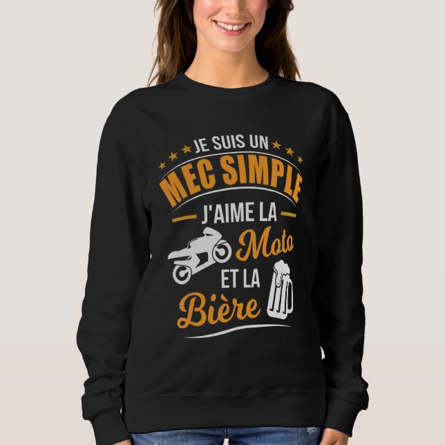 Sweatshirt Mens Mec Simple Love Motorcycle Bière Biker (Devant)