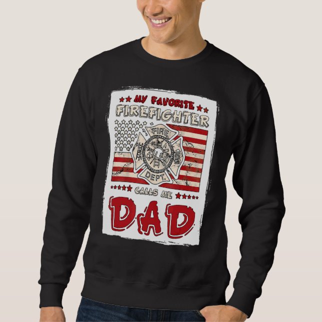 Sweatshirt Mens Mon Pompier Favori M'Appelle Papa Pompier (Devant)