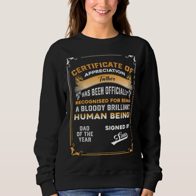Sweatshirt Mens Papa Du Son Certificat Père De L'Année (Devant)