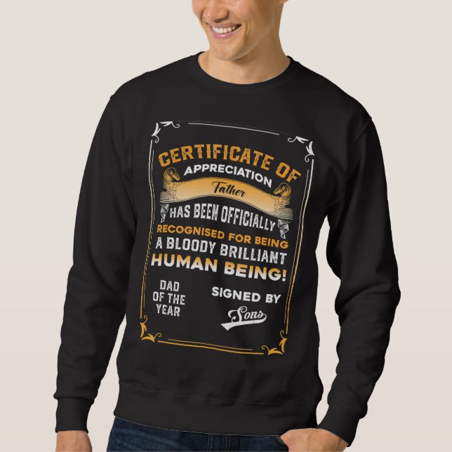 Sweatshirt Mens Papa Du Son Certificat Père De L'Année (Devant)