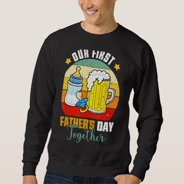 Sweatshirt Mens Première Fête des pères Bière Bébé Bouteille  (Devant)