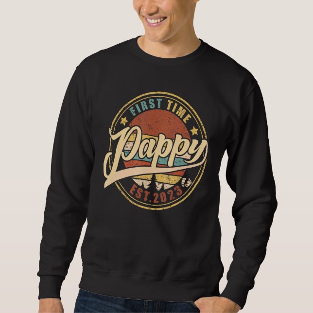 Sweatshirt Mens Première Fois Pappy 2023 Pour Promu À Papa (Devant)