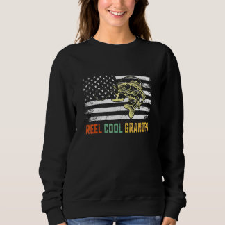 Sweatshirt Mens Reel Cool Grandpa Pêche Drapeau Américain Fau