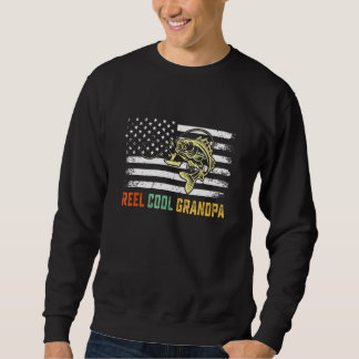 Sweatshirt Mens Reel Cool Grandpa Pêche Drapeau Américain Fau