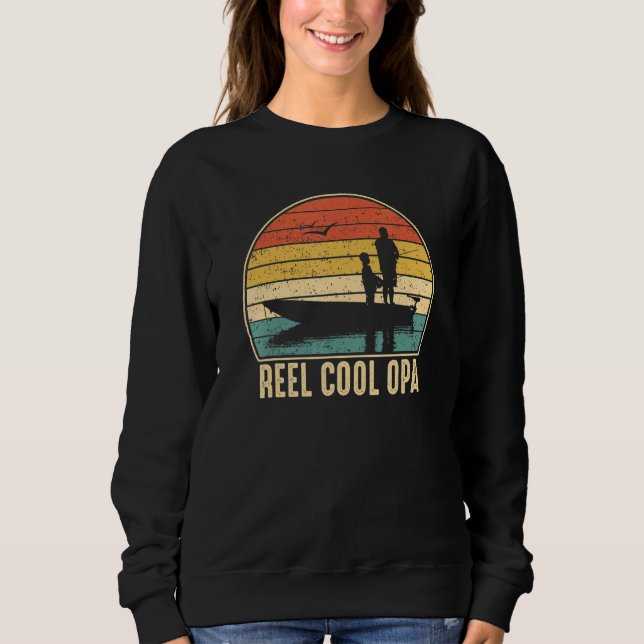 Sweatshirt Mens Reel Cool Opa Pêche Poisson Vintage (Devant)