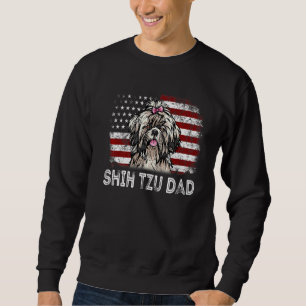 Sweatshirt Mens Retro 4 juillet Shih Tzu Vintage Américain F