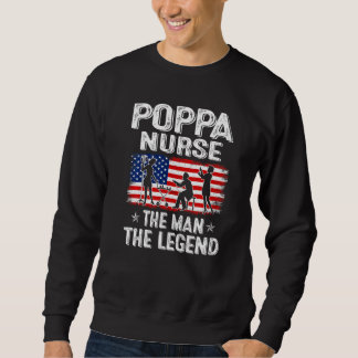 Sweatshirt Mens Retro Us Drapeau Fête des pères Poppa Infirmi