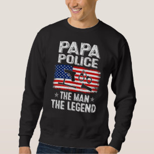 Sweatshirt Mens Retro Us Fête des pères Drapeau Papa Police L