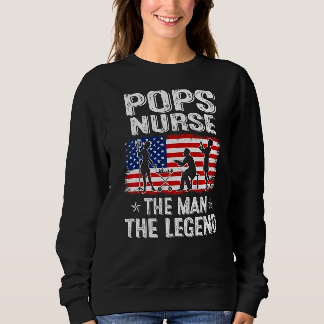 Sweatshirt Mens Retro Us Fête des pères Drapeau Pops Infirmie (Devant)