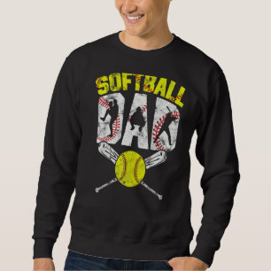 Sweatshirt Mens Softball Papa Équipe Sports Vintage Softball 