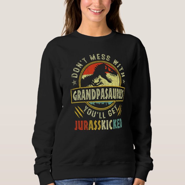 Sweatshirt Mens Vintage Retro Grandpasaurus Dinosaur Rex Fath (Devant)
