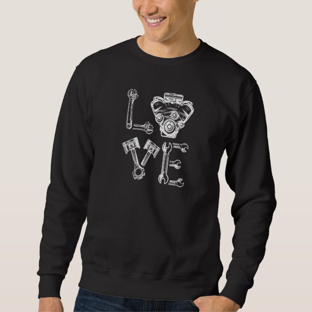 Sweatshirt Mens Voiture Mécanique Amour Garage Auto Mécanique (Devant)