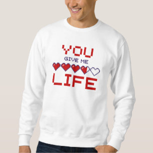 Sweatshirt Mens Vous Me Donnez La Vie Pixel Coeur Jeu Meter