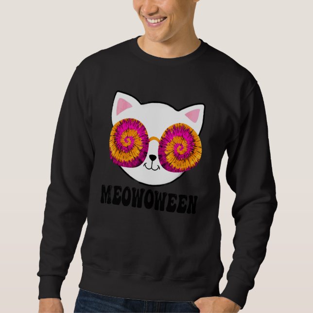 Sweatshirt Meow O Ween Teinture Halloween Ensorcelant (Devant)