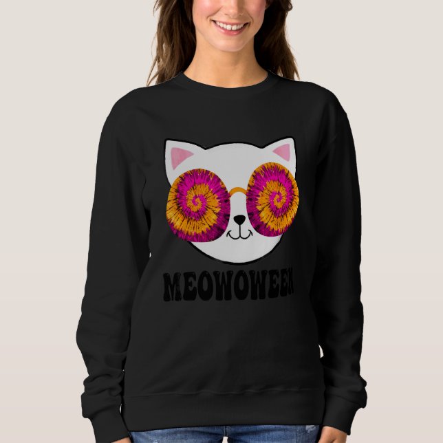 Sweatshirt Meow O Ween Teinture Halloween Fantomatique (Devant)