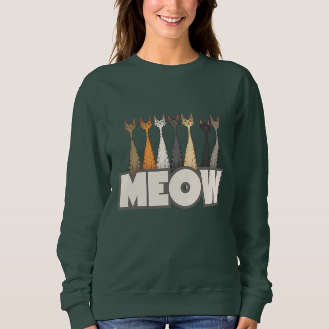Sweatshirt Meow Peeking Cats - Funny Cat Lover Humor Graphic (Devant)