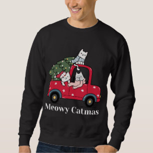Sweatshirt Meowa Catmas Camion Rouge Chat Pyjama de Noël