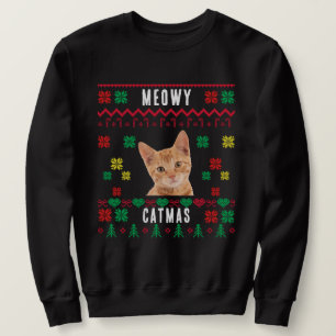 Sweatshirt MeowChristmas Custom Cat Photo Vilain Noël