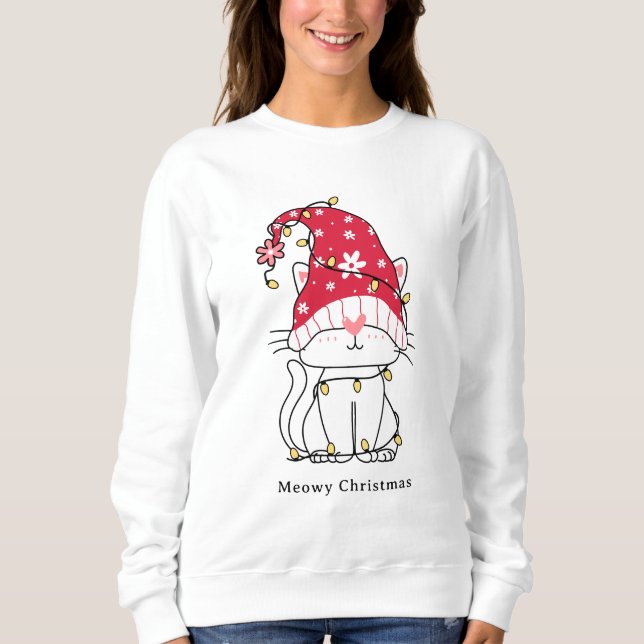 Sweatshirt MeowChristmas Funny Mignonne Père Noël Chat Person (Devant)