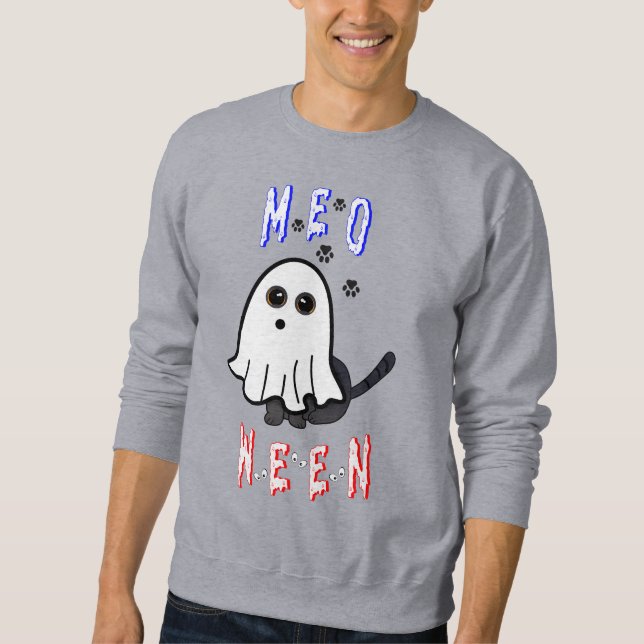 Sweatshirt Meoween Ghost Kitten 31 Chat USA Octobre Halloween (Devant)