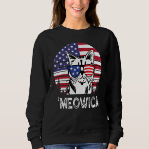 Sweatshirt Meowica Chat 4 juillet Drapeau Américain Etats-Uni