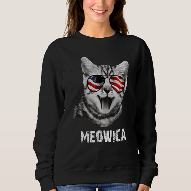 Sweatshirt Meowica Chat Américain Drapeau Chat (Devant)