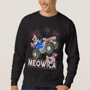 Sweatshirt Meowica Chat Monster Conduite Camion Drapeau améri