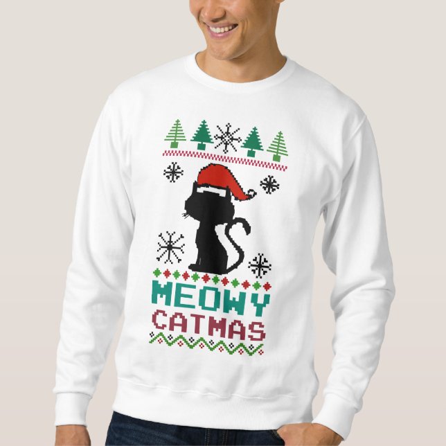 Sweatshirt Meowo Catmas Noël Père Noël Chat laide Sweater (Devant)