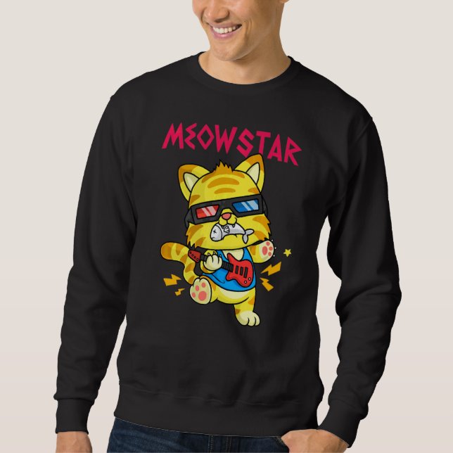 Sweatshirt Meowstar Et Vive Rock Et Roll (Devant)
