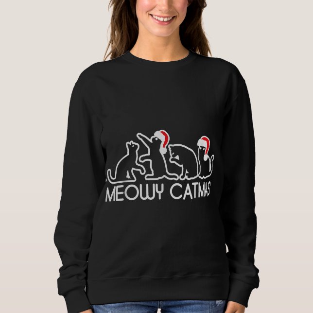 Sweatshirt Meowy Catmas Amoureux des chats (Devant)