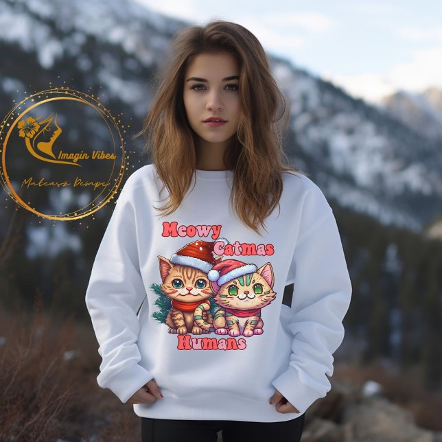 Sweatshirt Meowy Catmas, Funny Chat Christmas (Créateur téléchargé)