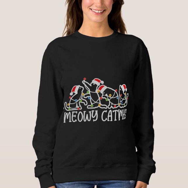 Sweatshirt Meowy Catmas, Noël Amoureux des chats (Devant)