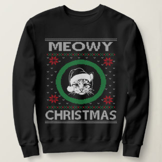 Sweatshirt Meowy Christmas Cat Ugly Sweater pour les fêtes