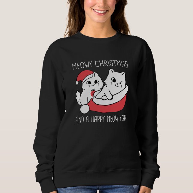 Sweatshirt Meowy Christmas et A Happy Meow Year (Devant)