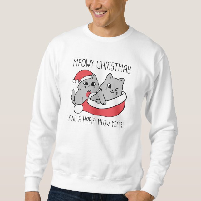 Sweatshirt Meowy Christmas et A Happy Meow Year (Devant)