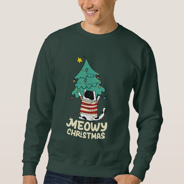 Sweatshirt Meowy Christmas Funny Amoureux des chats (Devant)