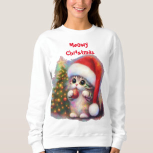 Sweatshirt Meowy Christmas Kitten Kitty Chat avec ornement et