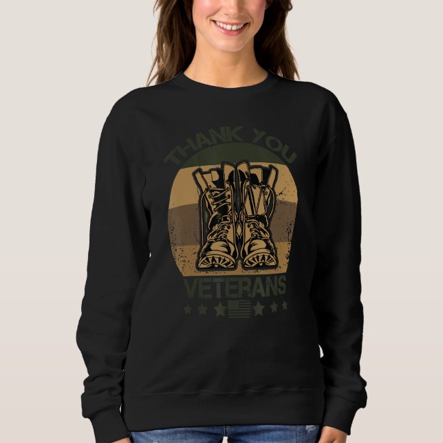 Sweatshirt Merci aux vétérans Bottes de combat Jour des vétér (Devant)
