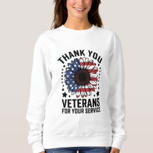Sweatshirt Merci aux vétérans Fleur de tournesol Jour des vét